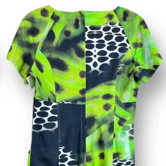 Doris Megger Luxury Neon Leopard Sheath Dress Curvy-friendly Size 42 (US 10/12)